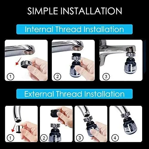 Kitchen Gadgets 2 Modes 360 Rotatable Bubbler High Pressure Water Faucet Extender