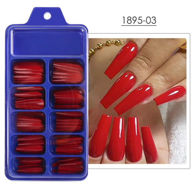 100pcs Press On Acrylic Coffin Extension Nails