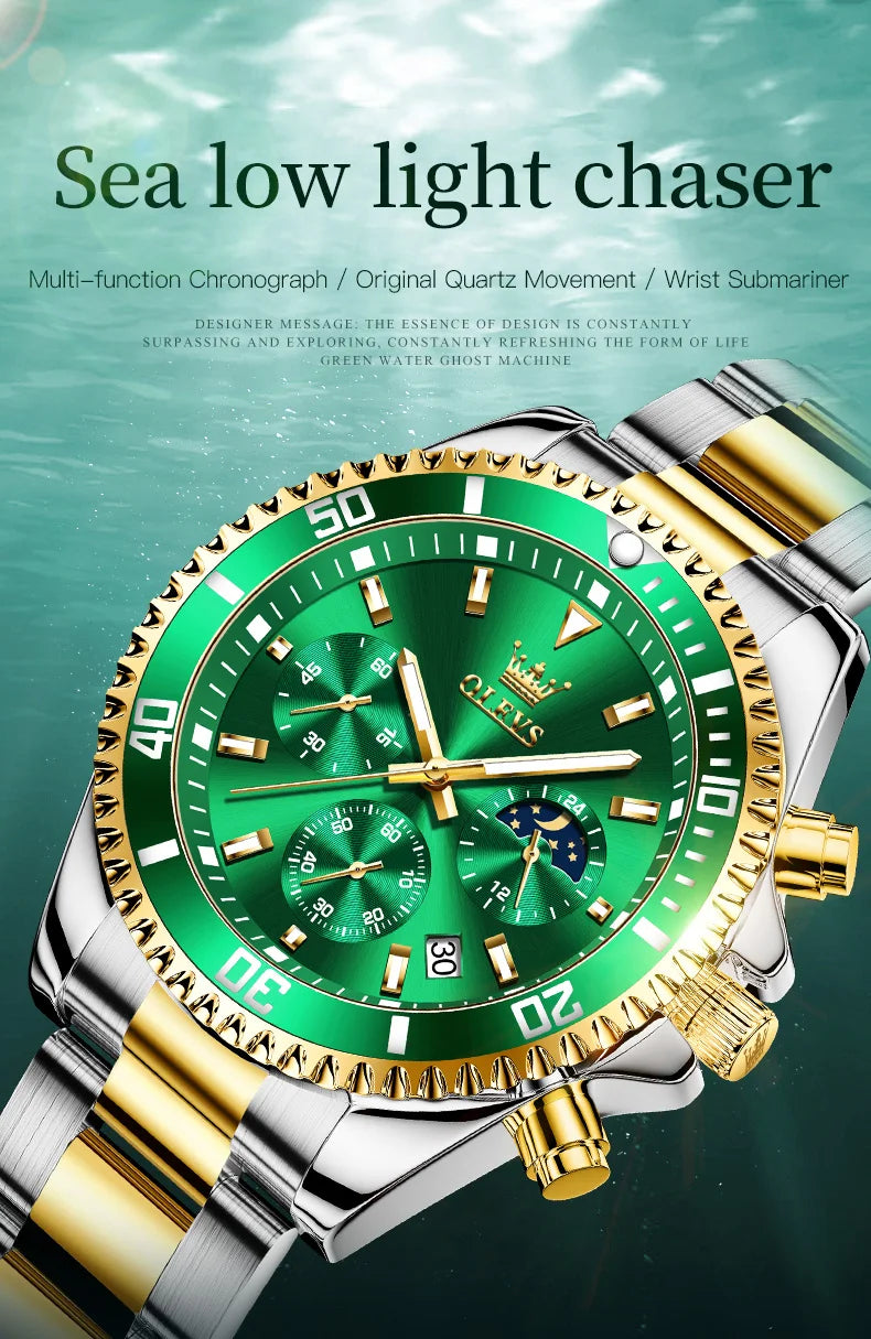 OLEVS Men's Watches Top Brand Original Waterproof Stainless Steel