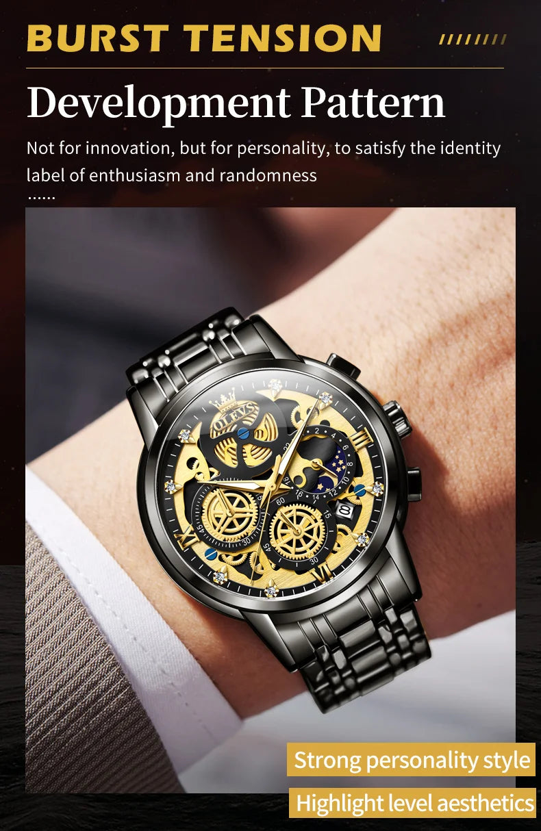 OLEVS Top Brand Luxury Original Waterproof Quartz Watch for Man