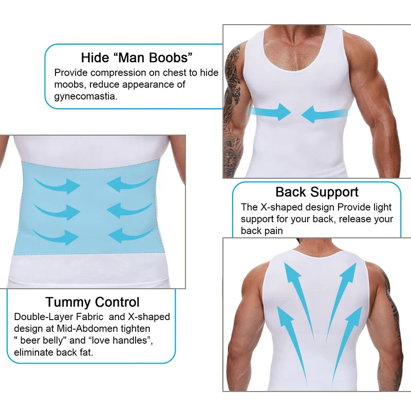 Men Tummy Shapewear Compression Shirt for Flat Belly