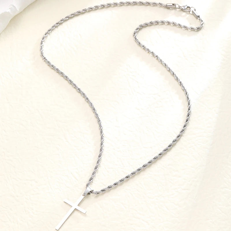 Stainless Steel Cross Pendant Necklace for Men/Women