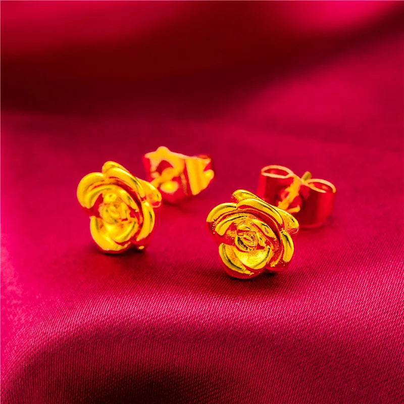 24K Gold Stud Earrings for Women