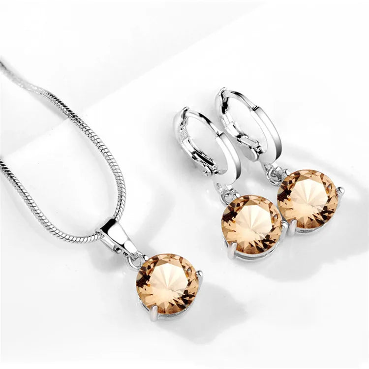 925 Sterling Silver Trendy Crystal Jewelry Set for Women