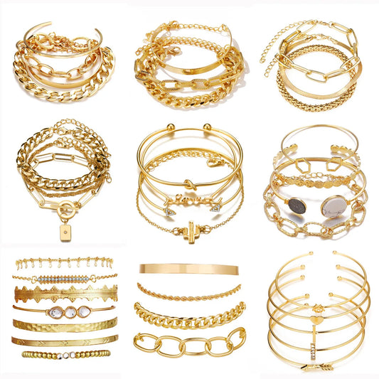 Gold Plated Bohemian Bracelet Set For Women