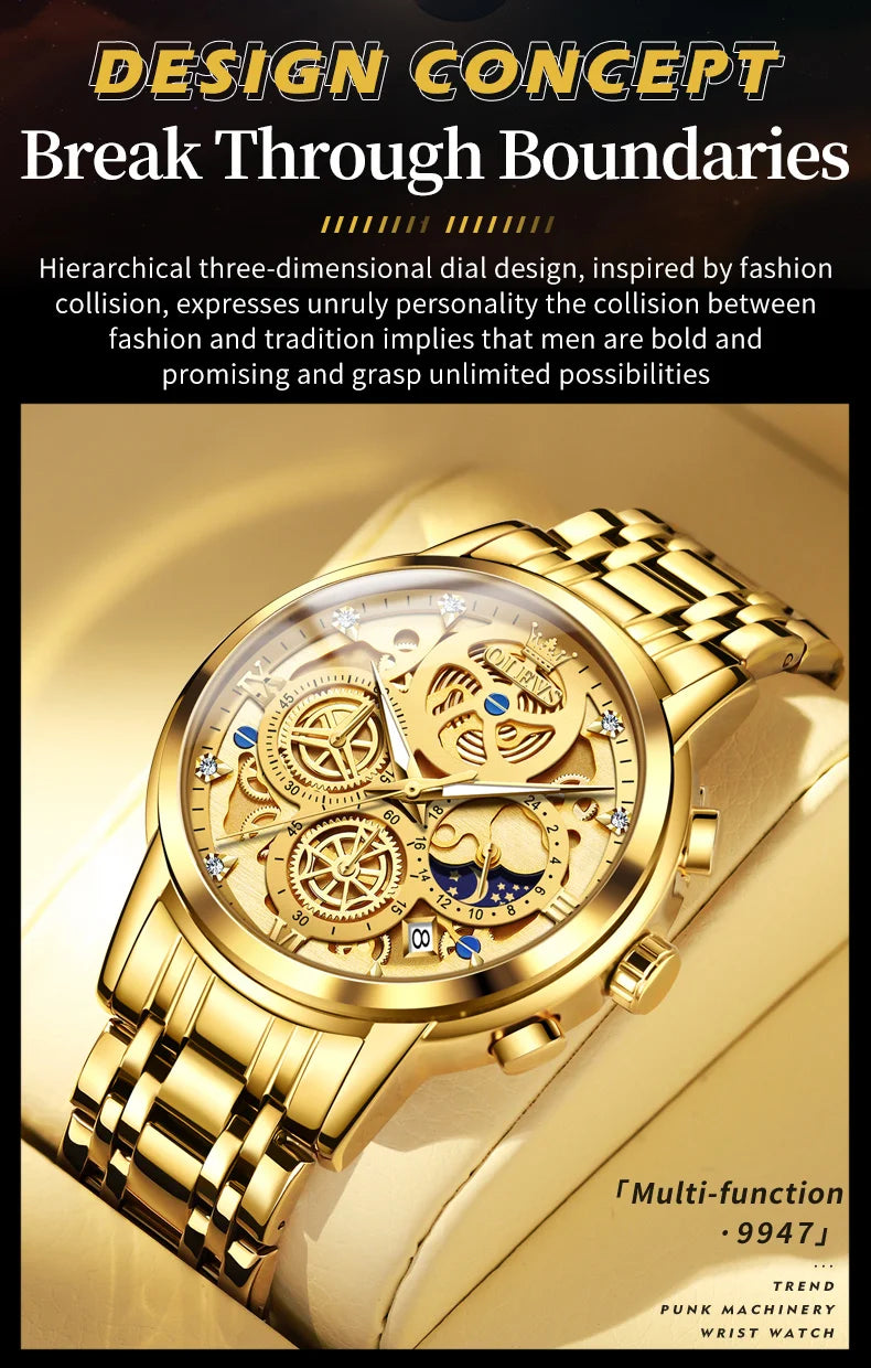 OLEVS Top Brand Luxury Original Waterproof Quartz Watch for Man
