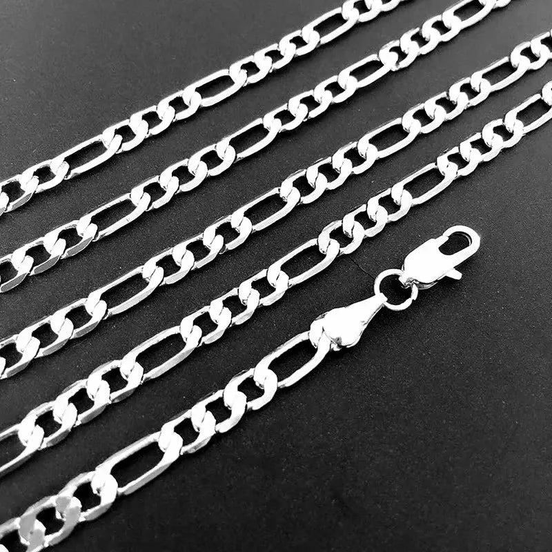 925 Sterling Long Silver Necklace with Clasp for Men & Women