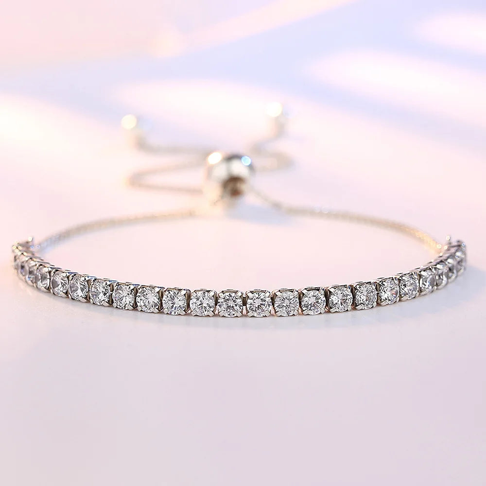 925 Sterling Silver Bracelet Crystal Chain for Women