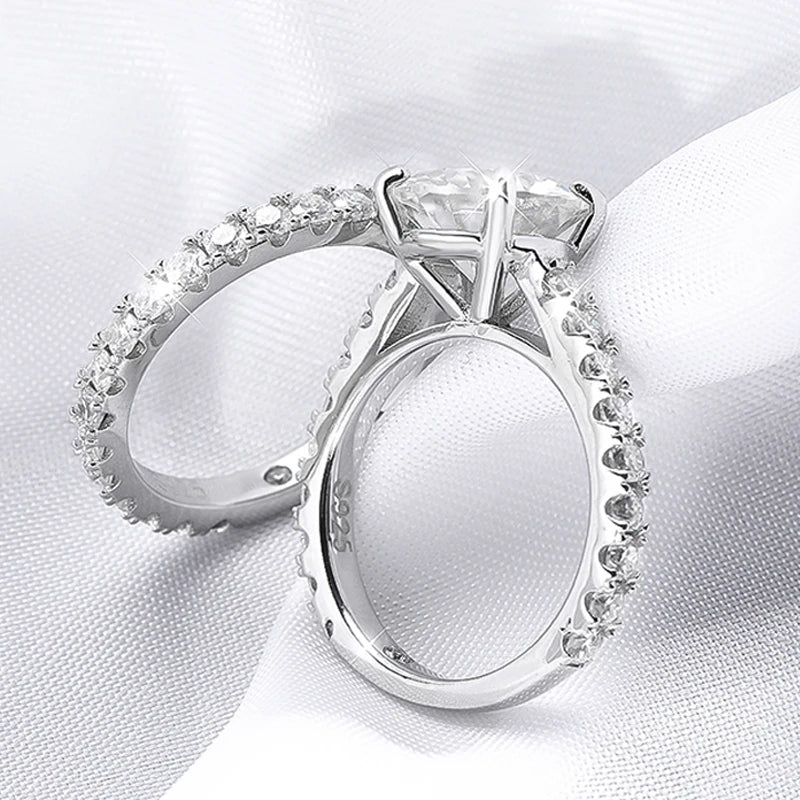 Moissanite Rings for Women Sparkly Luxury Wedding Diamond Band 925 Sterling Silver