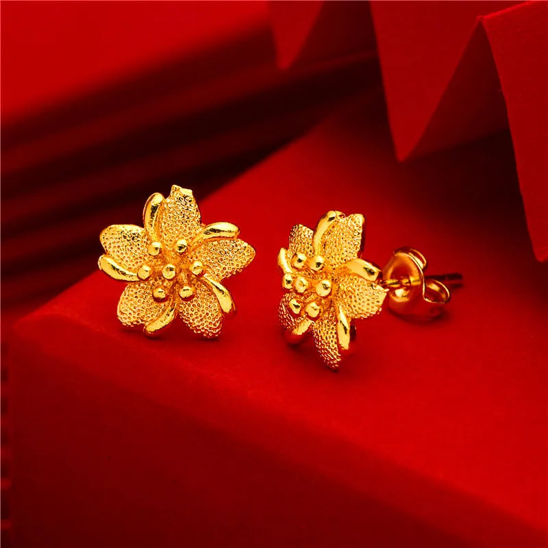 24K Gold Stud Earrings for Women
