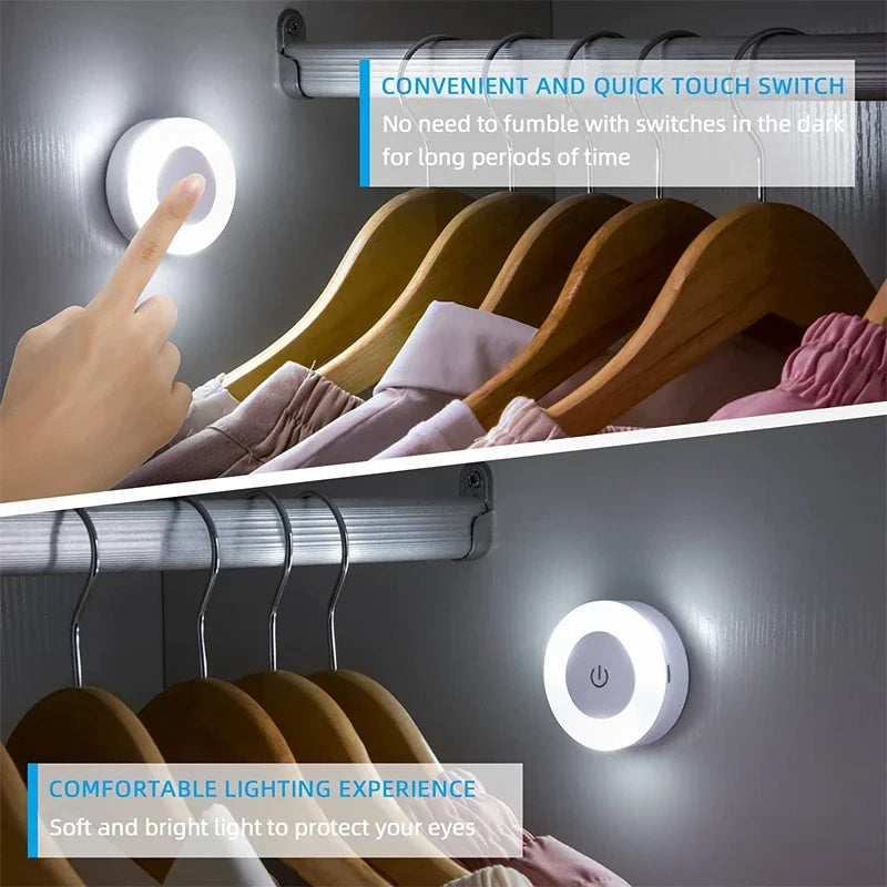 Round Mini LED Light With Touch Sensor/Magnetic Base