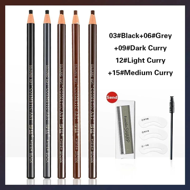 5pcs Professional Microblading, Waterproof Eyebrow Pencil