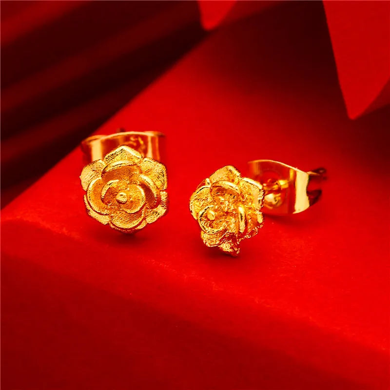 24K Gold Stud Earrings for Women