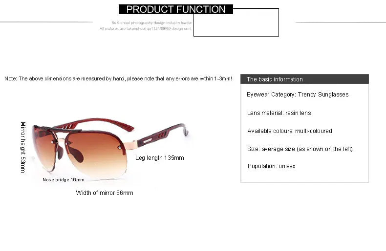 UV 400 Vintage Punk Rimless Rectangle Men Fashion Glasses