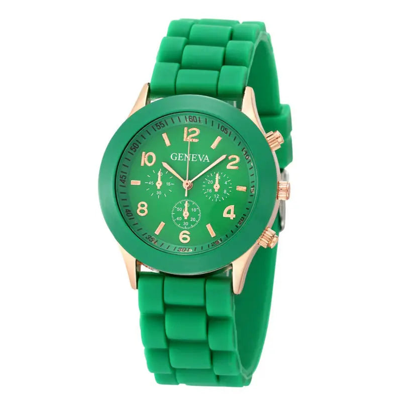 Silicone Strap Quartz Wrist Watch For Woman
