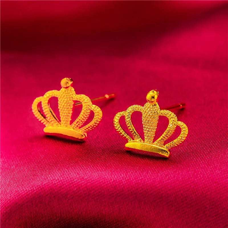 24K Gold Stud Earrings for Women