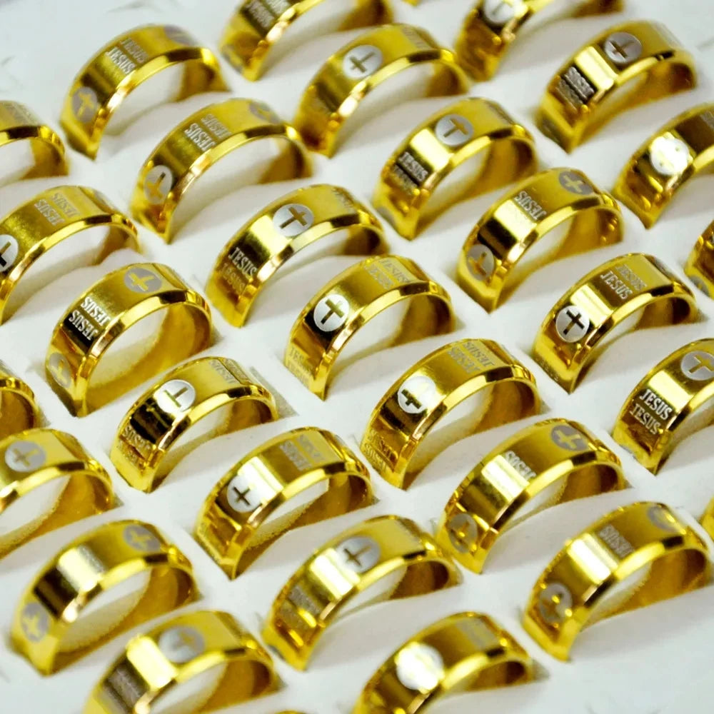 10Pcs Stainless Steel Mixed Pattern/Style Rings For Men/Women