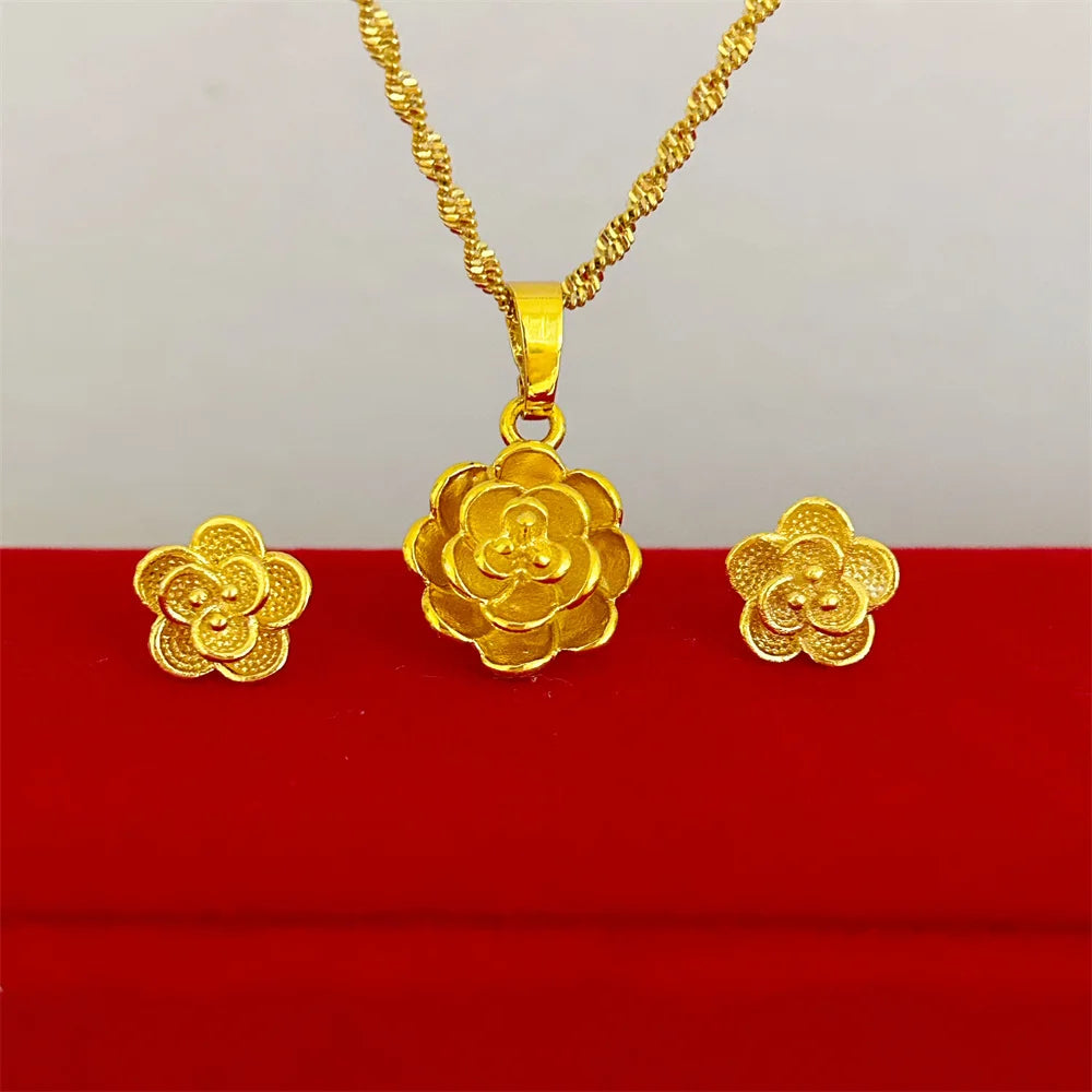Gold Color Jewelry Sets for Women Earrings & Necklace