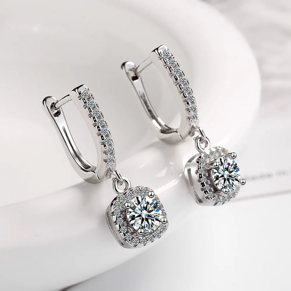 2CT Moissanite Hoop Earrings for Women Lab Created Diamond 925 Sterling Silver