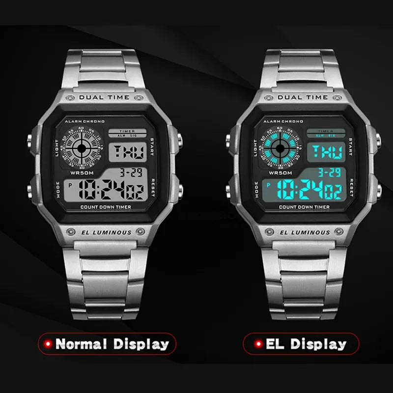 Stainless Steel Waterproof, Electronic Watch for Men