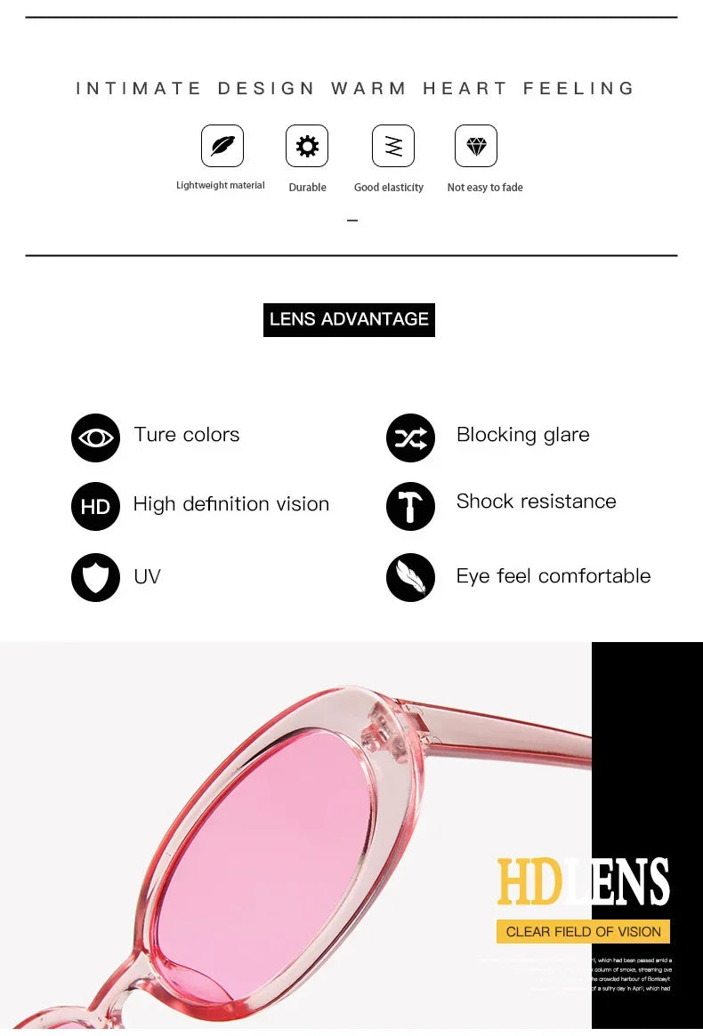 UV400 Vintage Oval Sunglasses For Women