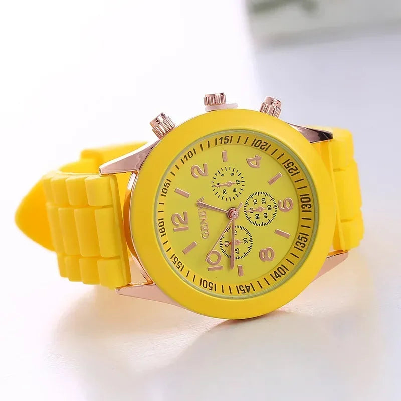 Silicone Strap Quartz Wrist Watch For Woman