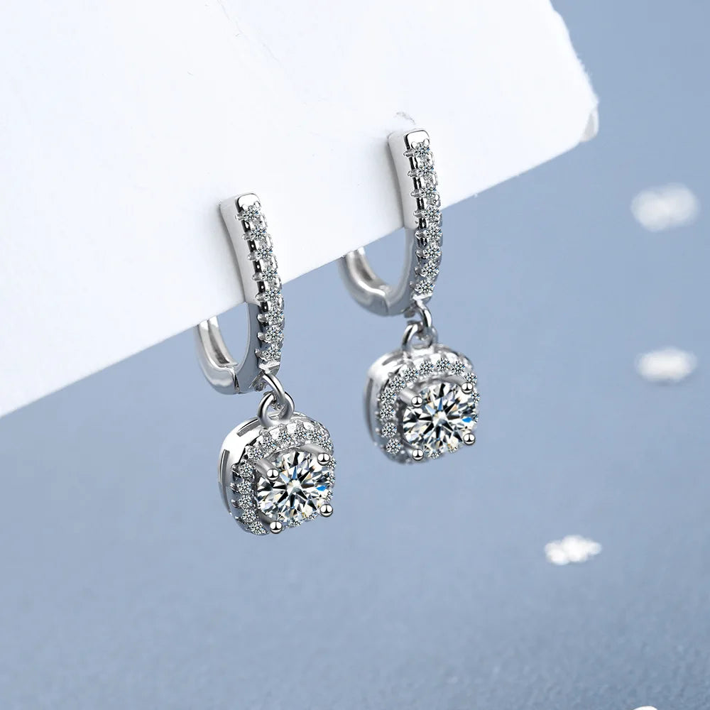 2CT Moissanite Hoop Earrings for Women Lab Created Diamond 925 Sterling Silver
